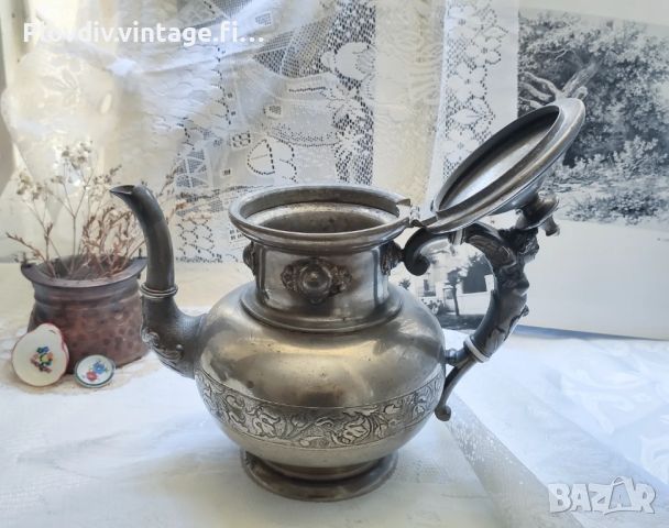 Калaен винтидж чайник Gerhardi & Cо. Pewter 1580, снимка 2 - Други ценни предмети - 46782662