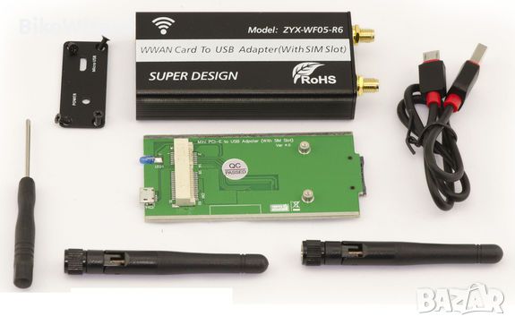 KALEA-INFORMATIQUE MiniPCIe към USB адаптер за WWAN LTE модул НОВ, снимка 1 - Друга електроника - 45855462