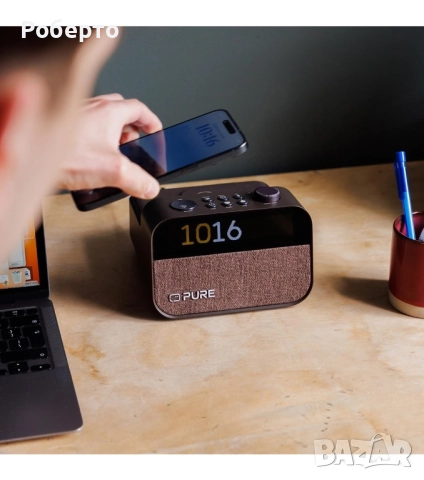 Pure будилник, зарядна станция радио, лампа в едно, снимка 2 - Друга електроника - 52955904