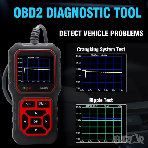 Професионален автомобилен диагностичен кодочетец AT500 Full OBD2 EOBD, снимка 5 - Аксесоари и консумативи - 48217472