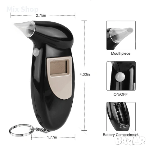 Преносим тестер за алкохол, дигитален, прецизно измерване, издръжлив материал, снимка 3 - Друга електроника - 53970919