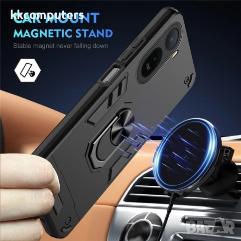 Калъф за Xiaomi Redmi A7 Pro 4G с Пръстен - PC+TPU, 0.5mm защита, Магнитен, Прозрачен, снимка 4 - Калъфи, кейсове - 54293694
