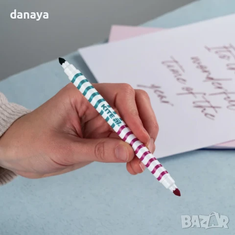 6022 Двустранни флумастери Kite Creative, 24 цвята в 12 броя, снимка 3 - Ученически пособия, канцеларски материали - 51007894