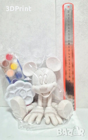 Комплект за оцветяване – 3D фигура Мики Маус + бои и палитра (17 см), снимка 5 - Рисуване и оцветяване - 53651214