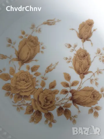 2бр Bareuther Бавария стара немска пиедестална порцеланова чиния-купа-фруктиера-ваза, снимка 3 - Вази - 49829459