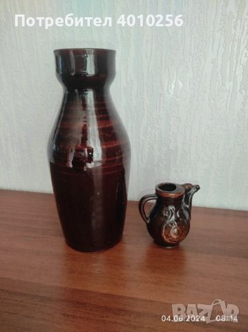 Гледжосани керамични вази от 70-те, снимка 2 - Антикварни и старинни предмети - 46056995
