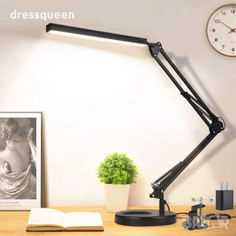 4441 Универсална LED лампа 2-в-1: Със стойка и щипка за всяко бюро, шкаф или легло
