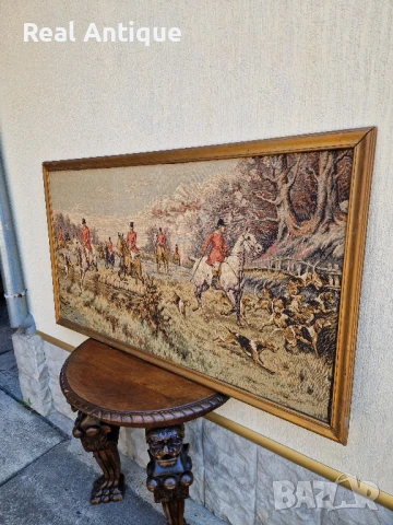 Прекрасен стар белгийски антикварен гоблен , снимка 7 - Антикварни и старинни предмети - 51083238