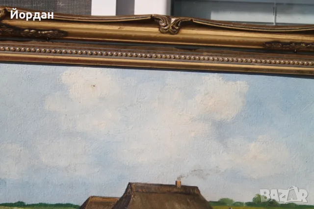 Стара европейска картина  масло върху платно, снимка 5 - Картини - 50085041