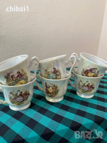 ⚜️Прекрасен сервиз за кафе от бивша Югославия със седефено покритие , снимка 5 - Сервизи - 53403697