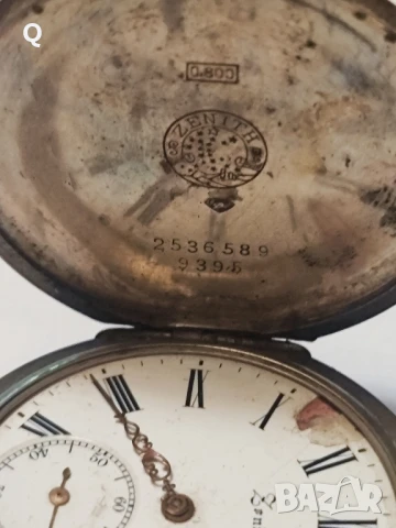 сребърен джобен часовник ZENITH, снимка 3 - Други - 50955594