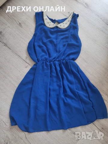 Синя къса рокля, снимка 2 - Рокли - 50887235