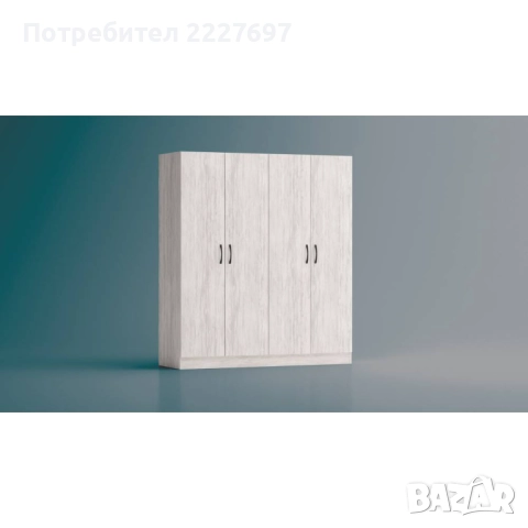 Четирикрилен гардероб Аполо 6 браун силвърджак, снимка 2 - Гардероби - 52221093