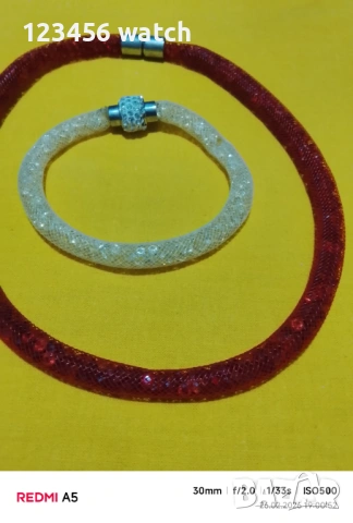 Колие чокър и гривна сес кристали, снимка 5 - Бижутерийни комплекти - 53638086