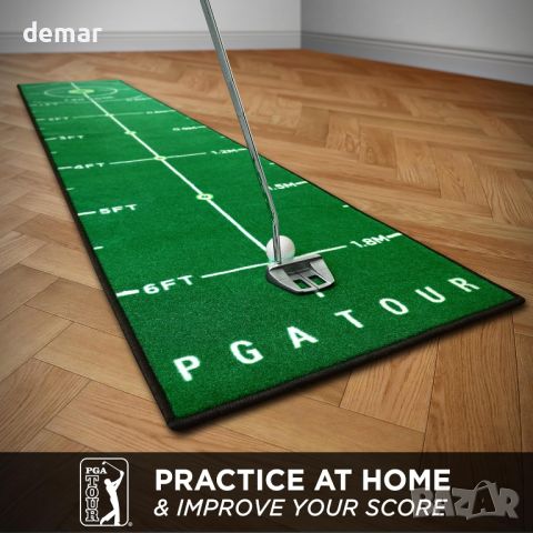 PGA Tour 8ft Deluxe Golf Putting Mat за голф, с насоки за обучение, снимка 2 - Голф - 46782249