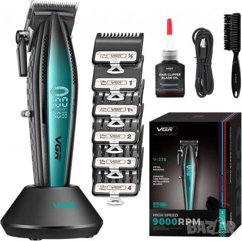 Професионална машинка за подстригване VGR 270 – Безжична, високоскоростна, с керамично острие и LED , снимка 6 - Тримери - 52093529