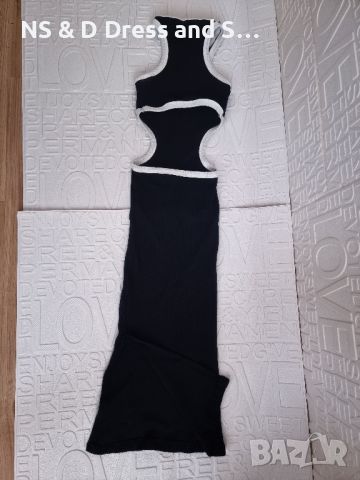 Дамска дълга рокля рипс по тялото с цепка, снимка 4 - Рокли - 46249283