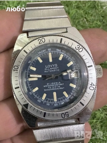 Часовник LOVYS ALLSPORT AUTOMATIC DRIVER-Дата -Секундарник SWISS MADE Работи Точно Сменя Датата , снимка 4 - Мъжки - 52542910