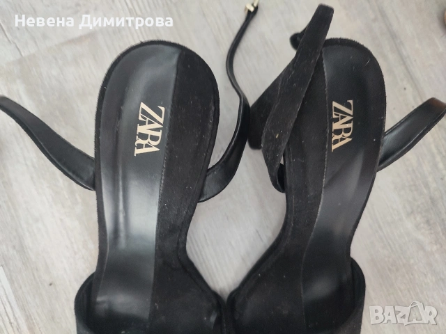 Черни велурени сандали с дебел ток 39 номер , снимка 7 - Сандали - 54215192