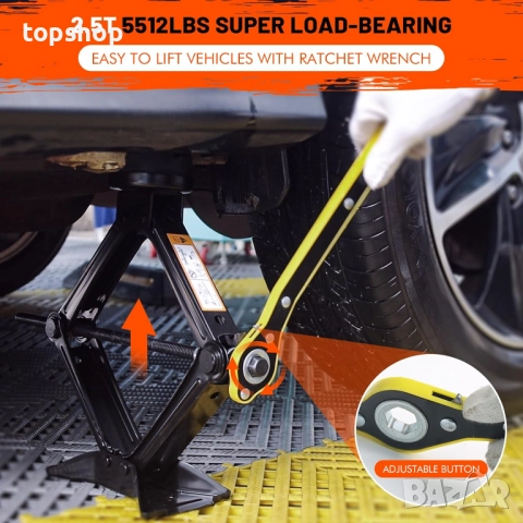 Крик IMAYCC 2.5 тона / 5512 фунта Универсален ножичен крик с гумена подложка, преносим комплект ..., снимка 4 - Аксесоари и консумативи - 51701082