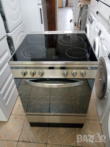 Иноксова свободно стояща печка с керамичен плот Gram 60 см широка, снимка 1 - Печки, фурни - 46196761
