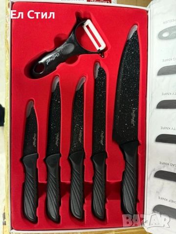 Комплект кухненски н о ж о в е Cheffinger MB09 – 6 части с мраморно покритие и магнитна кутия, снимка 11 - Прибори за хранене, готвене и сервиране - 53567256