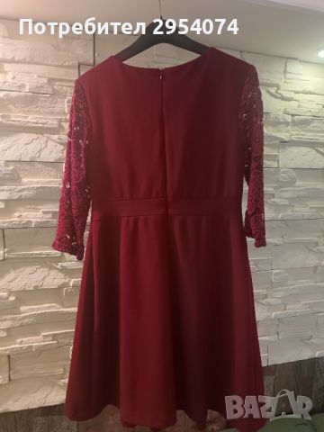 вишнева рокля мЛ-25лв, снимка 2 - Рокли - 45437277