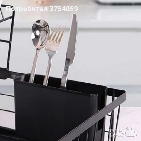 Двуетажен метален сушилник за съдове Cheffinger с отделение за прибори – повече ред и сух плот в , снимка 5 - Аксесоари за кухня - 53174209