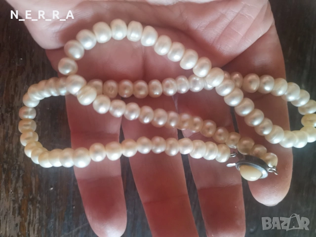 Гердан от естествени перли, снимка 4 - Колиета, медальони, синджири - 53484453