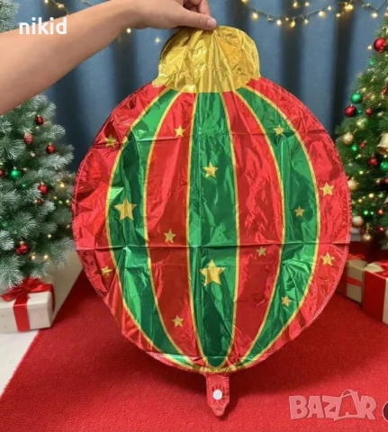 Коледна висяща топка играчка Коледен кръгъл фолио фолиев балон хелий и въздух, снимка 3 - Други - 52645668