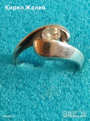 Сребърен пръстен с ювелирно инкрустиран кристал Сваровски 25475, снимка 5 - Пръстени - 53994272