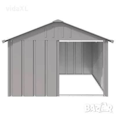 vidaXL Кучешка къща сива 116,5x153x81,5 см поцинкована стомана（SKU:171543）, снимка 2 - За кучета - 49440182