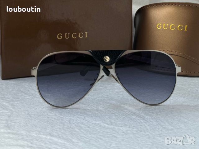 Gucci 2024 мъжки слънчеви очила авиатор с кожа 5 цвята, снимка 11 - Слънчеви и диоптрични очила - 45591492