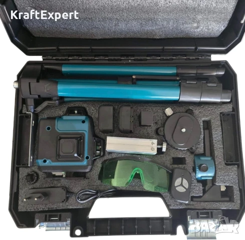 Самонивелиращ Лазерен Нивелир 4D с 16 Линиии Зелен Лазер и Тринога в Куфар, снимка 7 - Измервателни инструменти - 50488415