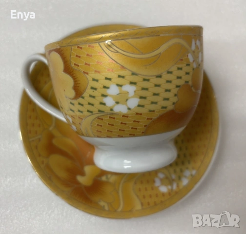Чашки за кафе с чинийки - златист модел - за допълване, снимка 2 - Сервизи - 53948248