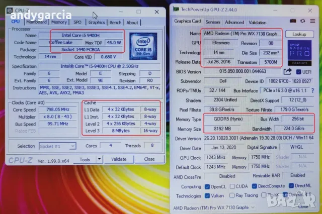 Dell Precision 7740/Intel Core i5-9400H/Radeon WX7130 8GB/16GB RAM/512GB SSD NVMe/17.3 HD+ матов, снимка 13 - Лаптопи за работа - 46769340