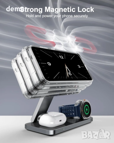 3 в 1 безжична зарядна станция за Samsung смартфони, часовници и слушалки, снимка 8 - Безжични зарядни - 53779290