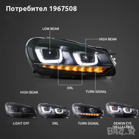 Комплект фарове с динамични мигачи за VW GOLF 6 2008 - 2012, снимка 2 - Части - 47488672