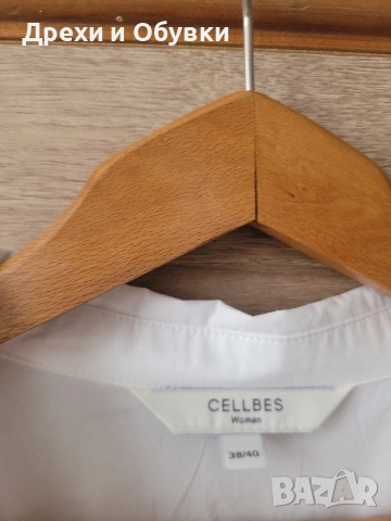 Бяла рокля тип риза памучна материя CELLBES , снимка 6 - Рокли - 54211392