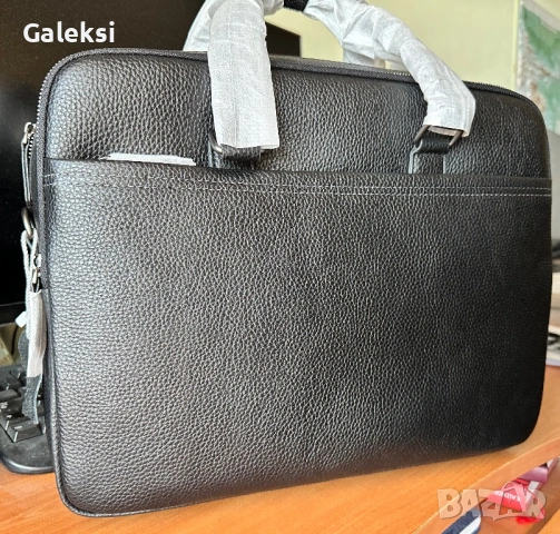 Мъжка луксозна чанта за лаптоп 15,6”/Офис куфарче от черна естествена кожа!, снимка 14 - Чанти - 53418794