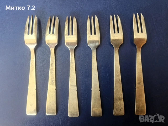 Стари антикварни посребрени  вилички 6 бр., снимка 2 - Антикварни и старинни предмети - 53796626