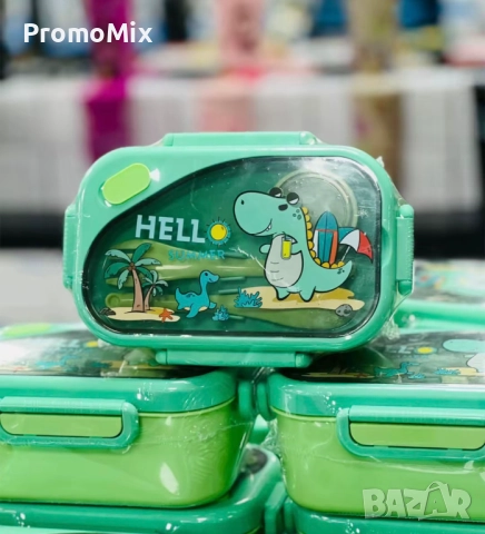 Детска кутия за храна Динозавър Комплект кутия за храна с прибори Кутия за училище 