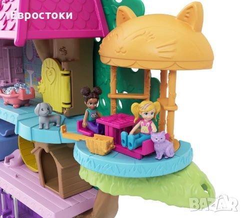 Игрален комплект Polly Pocket House in the Trees с 2 микро кукли, разширяема къща за на дърво Polly , снимка 5 - Образователни игри - 46311952