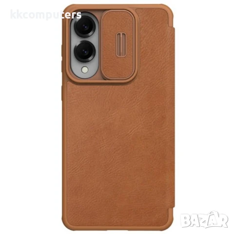 Samsung Galaxy S25 Edge Кожен Калъф Nillkin Qin Pro + Протектор – Черен / Кафяв, снимка 6 - Калъфи, кейсове - 51426809