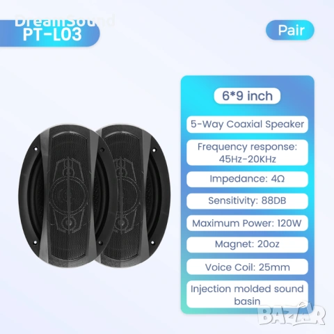 Чифт Авто Тонколони Mekede&Navifly 6x9inch | | 5-way | 120W | 4Ω | Плътен бас