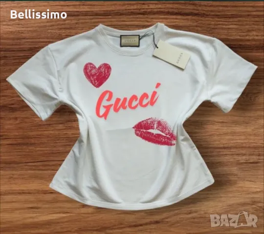 *GUCCI* Дамска тениска в бял цвят, снимка 2 - Тениски - 48304256