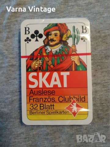 Колекционерски карти за Скат НОВИ ЗАПЕЧАТАНИ в оригиналната пластмасова кутия . Berliner Spielkarten