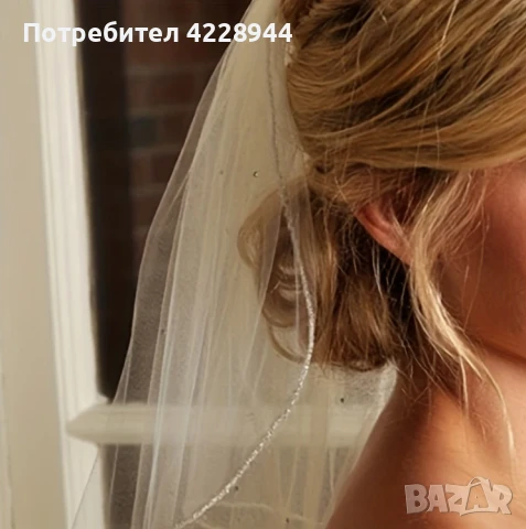 Къс булчински воал с перли за сватба или моминско парти 42х50 см було, снимка 3 - Сватбени аксесоари - 50778221