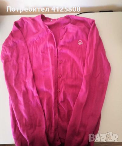Розова жилетка Benetton, снимка 1 - Детски пуловери и жилетки - 46143598