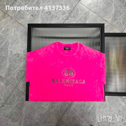 Дамска розова тениска Balenciaga, снимка 3 - Тениски - 46385671